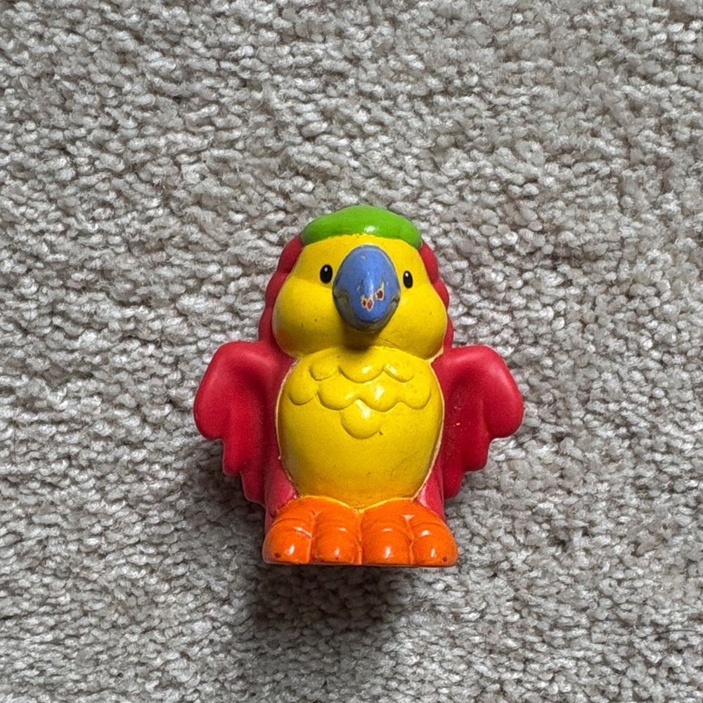 LITTLE PEOPLE VINTAGE 2001 Colorful Parrot Bird Toy - Red, Yellow, Green, Blue